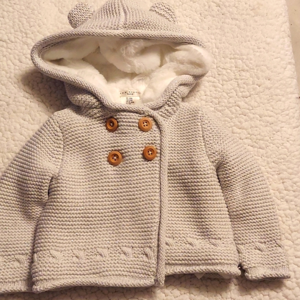 Max studio sweater jacket with fake fur